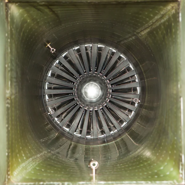 Inside of air intake tube of jet fighter engine