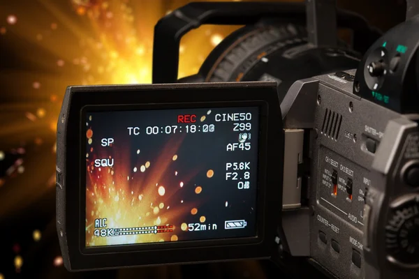 Screen of a camcorder capturing firework