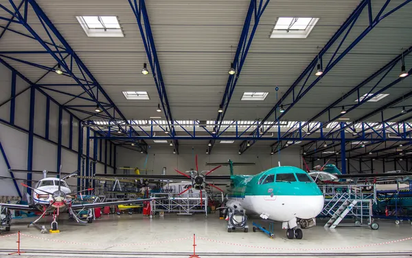 The passenger aircraft in the hangar