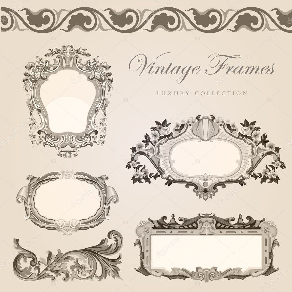 Vintage Vector Frames Border Retro Wedding Invitation Template Vintage Vector Frames Border Retro Wedding Invitation Template Stock 26738255