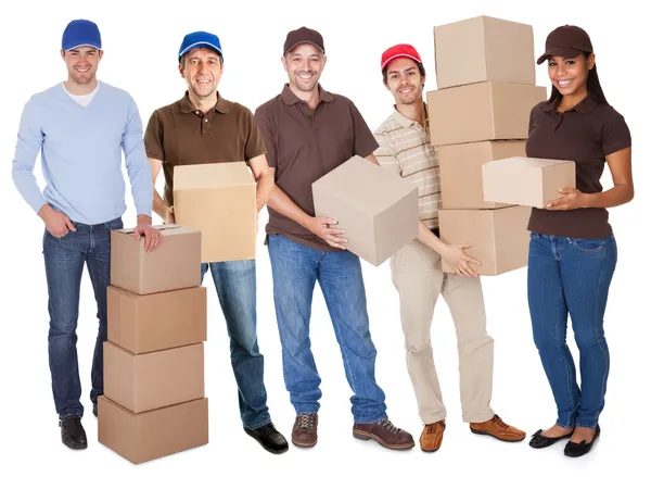 Group of delivery with boxes