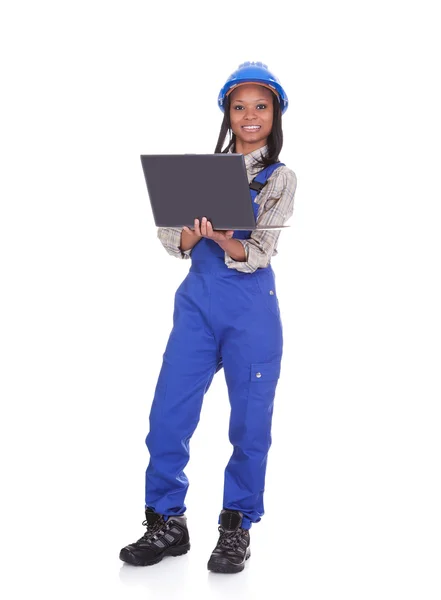 Portrait Of Female Worker With Laptop
