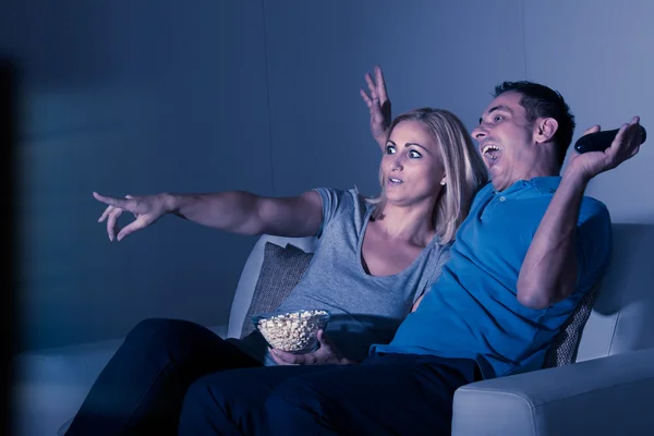 Scared Couple Watching Television