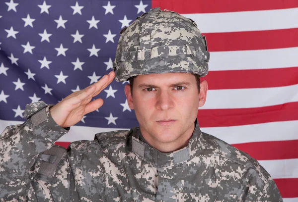 Portrait Of Solider Saluting