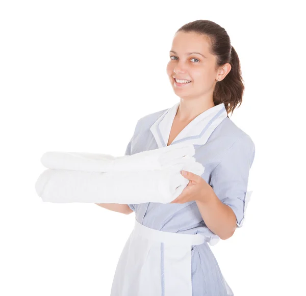 Young Maid Holding Towels