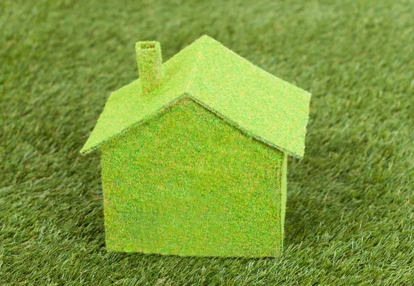 Close-up Of Green Ecological House On Green Grass