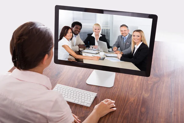 Businesswoman Watching An Online Presentation