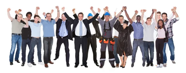 Excited People With Different Occupations Celebrating Success