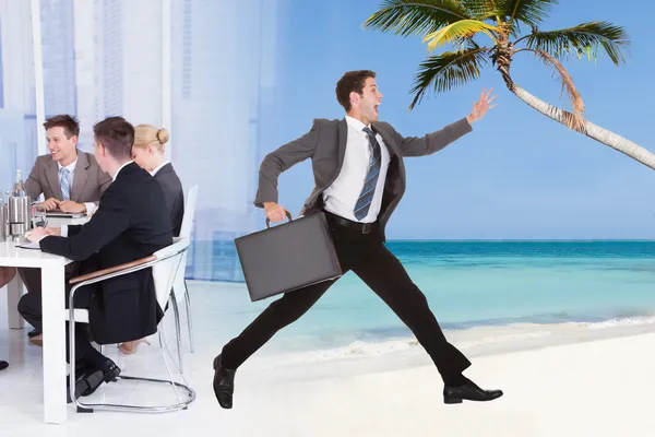 Businessman Escaping From Conference
