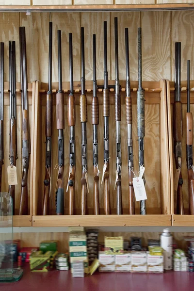 Rifles on display in gun shop