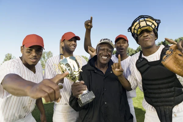 Baseball team and coach