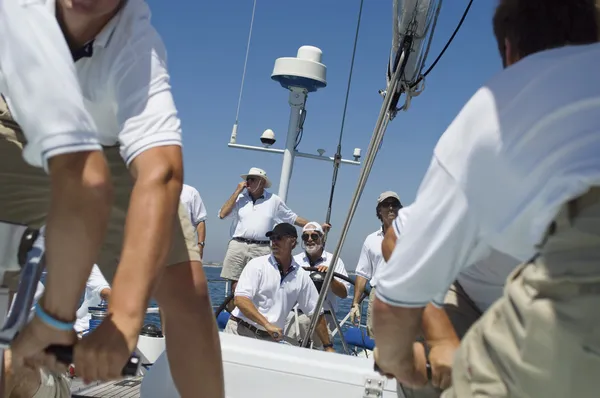 Crew on Deck During Yacht Race