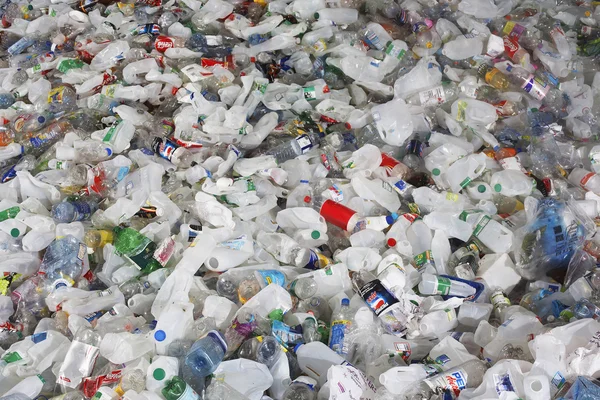 Pile of used plastic bottles