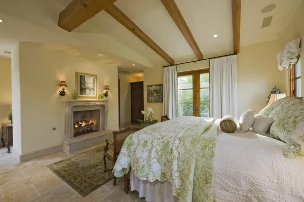 Bedroom with fireplace