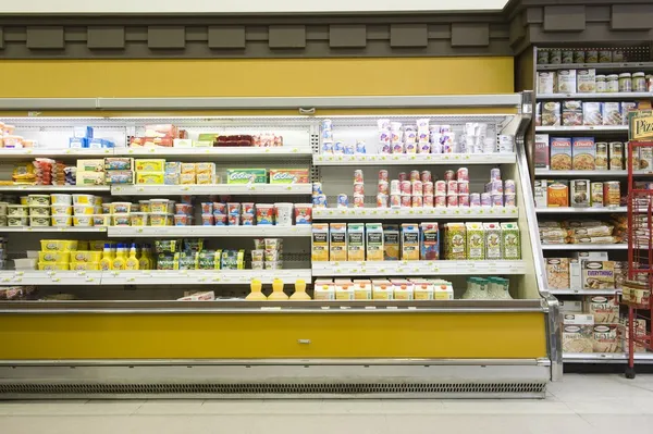 Fridge counter in supermarket