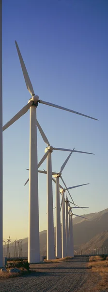Row of power generating windmills