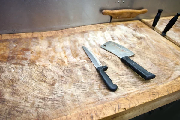 Butcher knives on cutting board