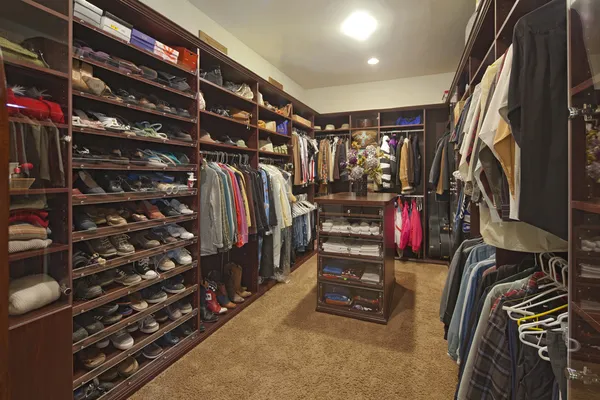 Closet with organized clothing