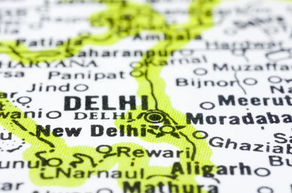 Close up of Delhi on map, India