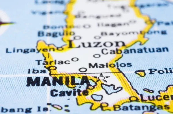 Close up of Manila on map, Philippines