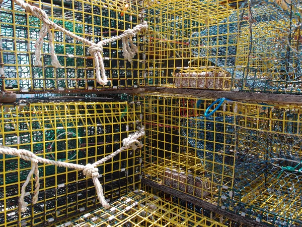 Lobster traps in fishing village