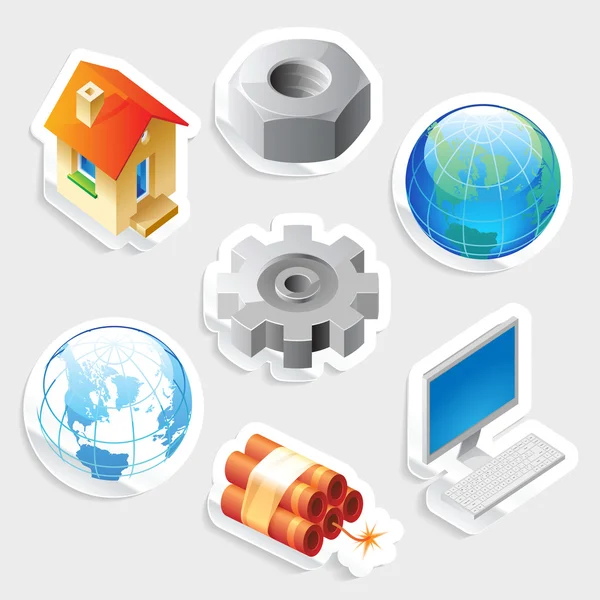 Sticker icon set for industry and technology