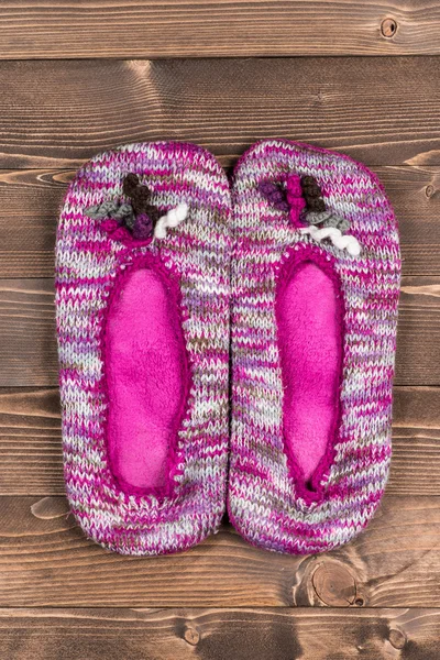 Top view of handmade slippers