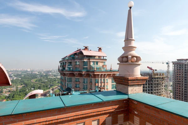 Large balcony on the roof of modern upmarket residential homes. Penthouse