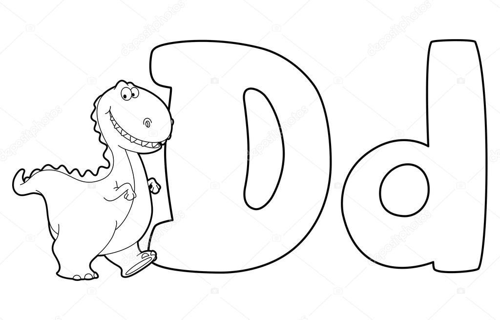 Letter D dinosaur outlined — Stock Vector © Polkan #12206238