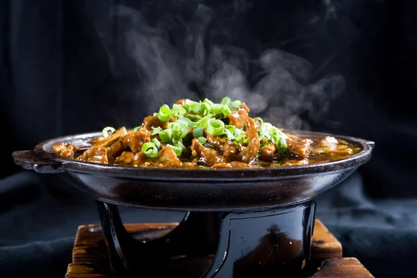 Hot chinese food with steam