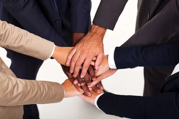 Group of business hands together forming teamwork
