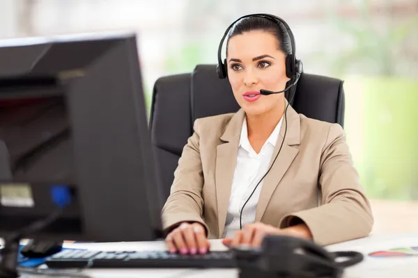 Young female call center operator