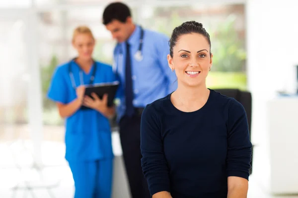 Woman waiting for checkup in doctor\'s office