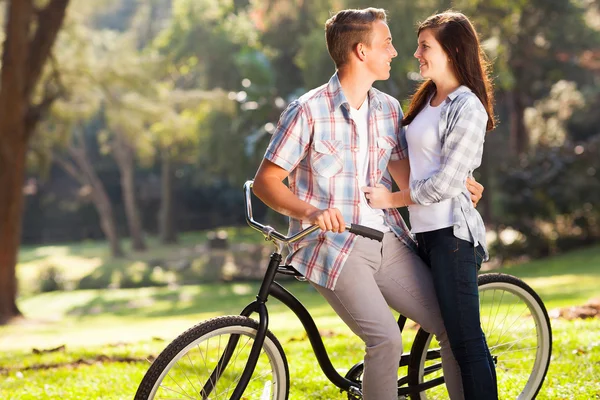 Lovely teenage couple hugging