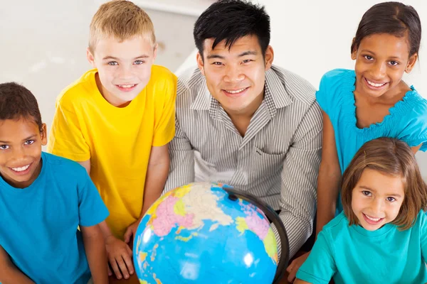 Geography teacher with group of primary students