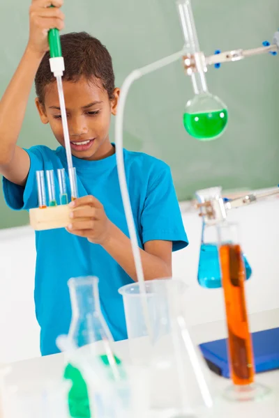 Elementary school student in science class