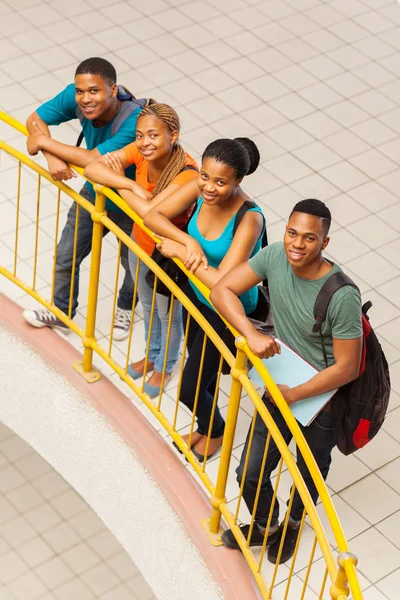 Overhead view of group african college students