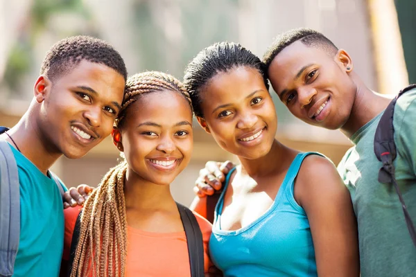 Group of happy african university students