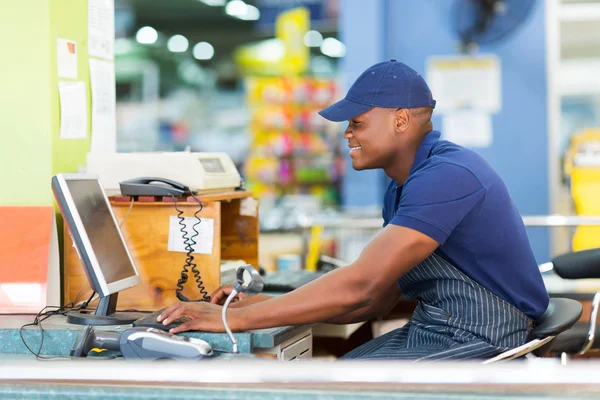 African cashier working