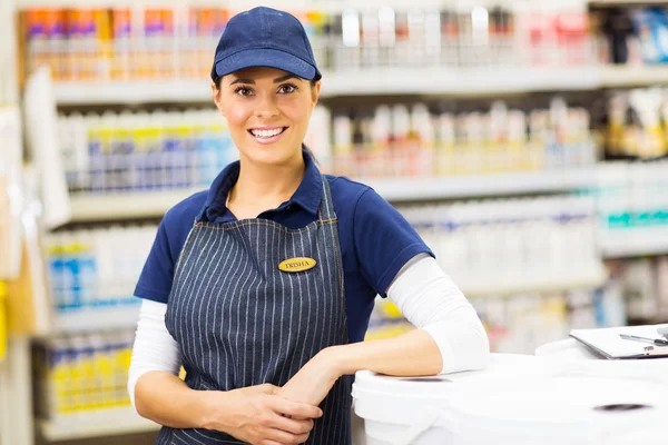 Female hardware store worker