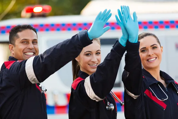 Paramedic team high five