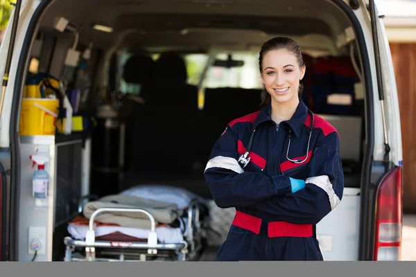 Happy female paramedic