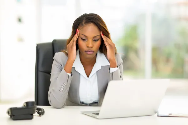 Stressed african businesswoman