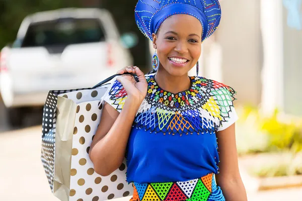 African lady in shopping mall