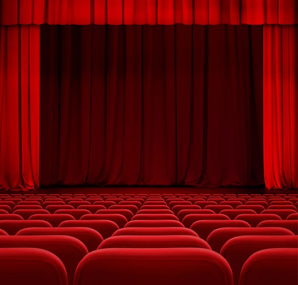 theater or cinema curtain or drapes with red seats