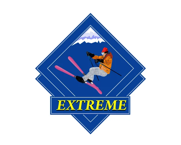 Adventure. Winter Sport Emblem.Freestyle Skiing.Extreme Skiing.Vector