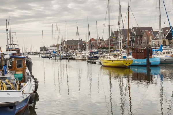 View on boats in port Urk - Netherlands, town in Flevoland.