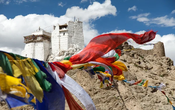 Namgyal Tsemo Gompa with prayer flags - Leh - Ladakh - Jammu and Kashmir - India