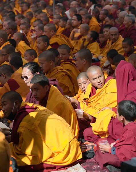 NEPAL, KATHMANDU - DEC 17, Boudhanath stupa -17th of December 2013: meditation of Tibetan Buddhist Monks during festival