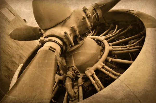 Old aircraft, engine close up